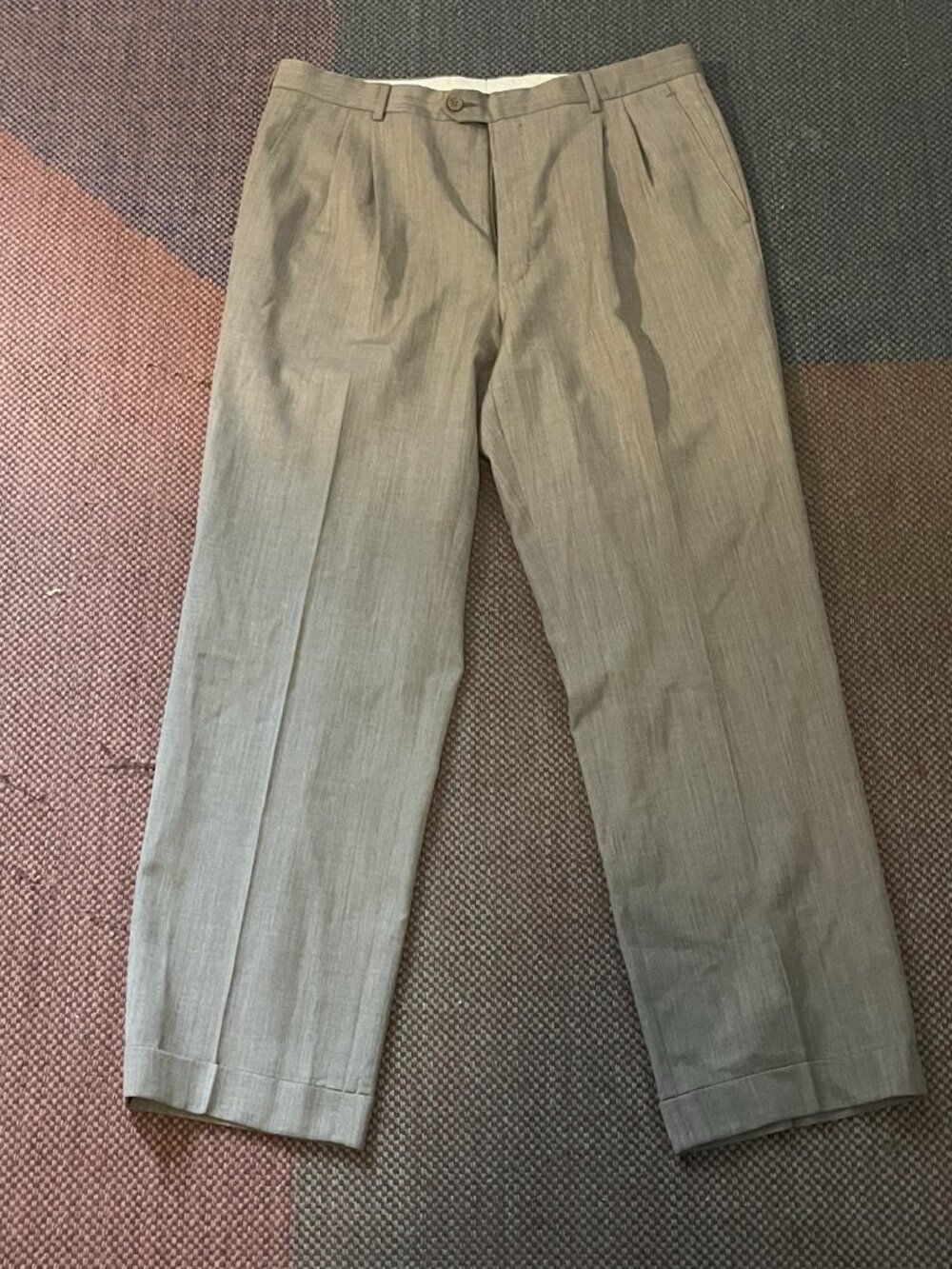 Giorgio Valentino Men’s Italian BROWN Dress Pants Super 120 Pleated Cuffed 36-38